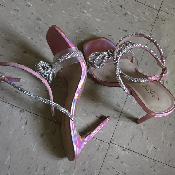 Dreamer's Pink and Silver Strappy Heels - Picture 2 of 4